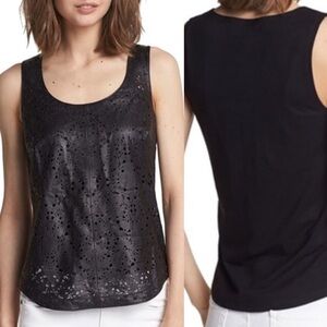 Bagatelle Genuine leather Lace Black Tank Top Grunge Rock XS